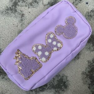 Disney themed Lavender small Pouch with patches sewn on